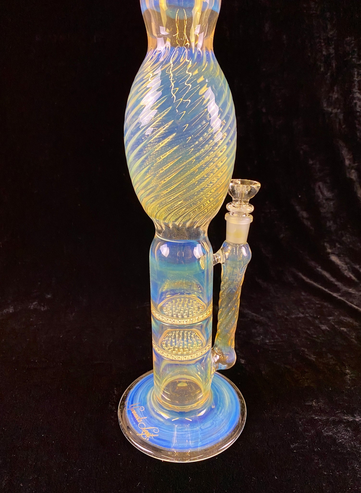 Fumed Scalloped Double Honeycomb Waterpipe