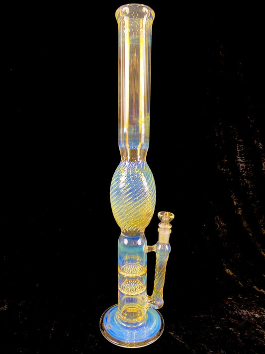 Fumed Scalloped Double Honeycomb Waterpipe