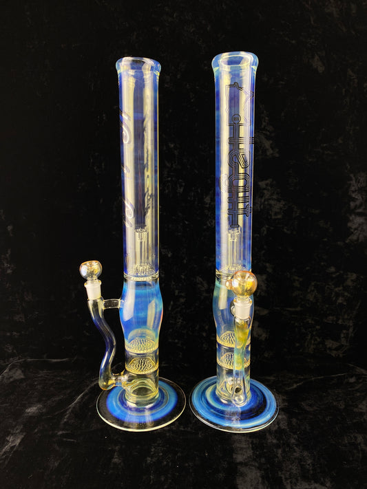 Fumed Double Honeycomb Waterpipe w/ Micro Dome Cage