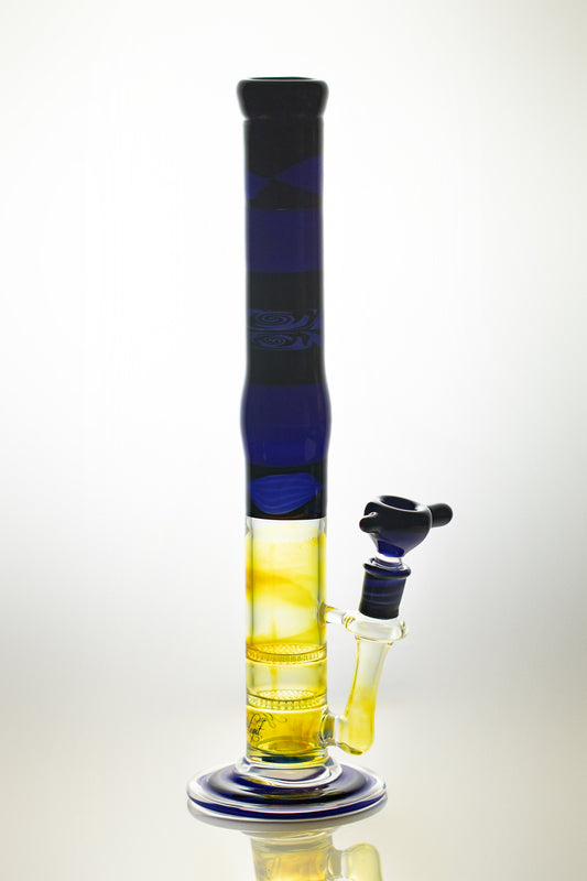 Blue/Black Fumed Double Disc Waterpipe